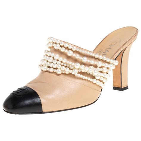 chanel beige snake pearl mules|Chanel Shoes With Pearl Heel .